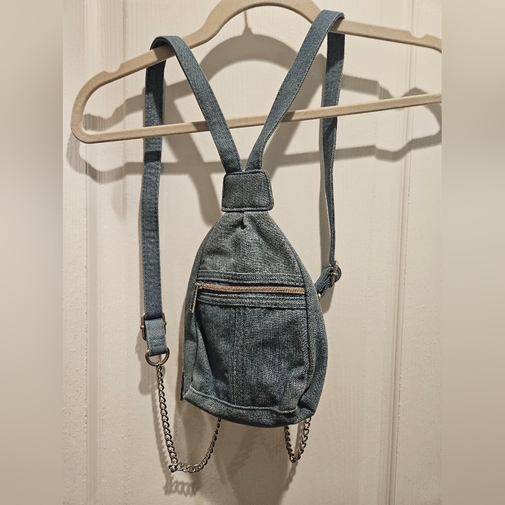 Denim Mini Chain Strap Back Pack Amazon